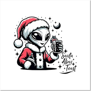 Intergalactic Yuletide Cheer - Santa Alien Toast Posters and Art